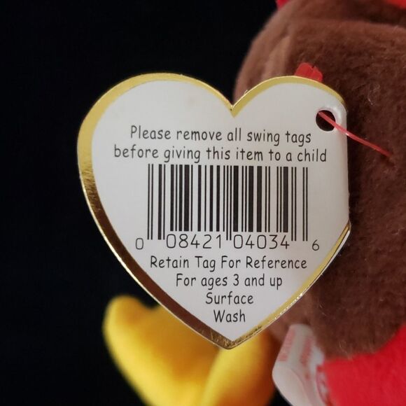 Vintage 1997 "Gobbles" Turkey Beanie Baby PE Pell - Picture 7 of 9